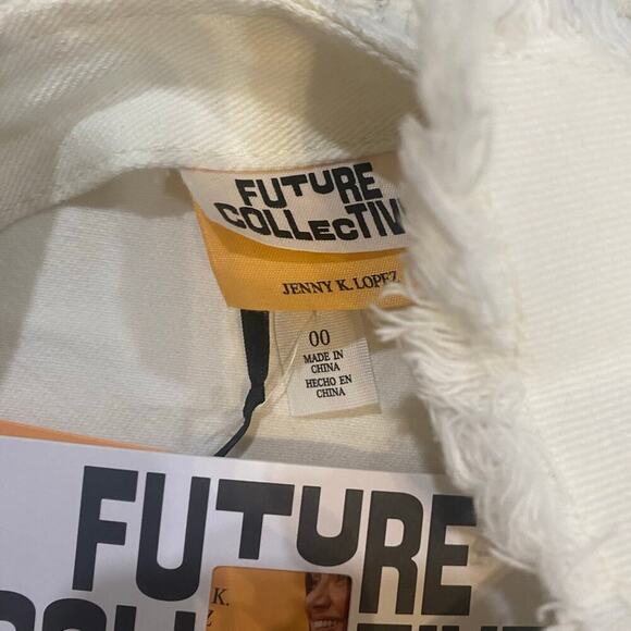 Future Collective Jenny K. Lopez Cream Denim One Shoulder Dress Size 00 - Picture 5 of 7